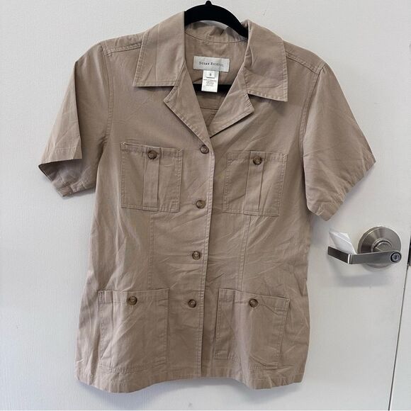 Susan Bristol Women Button Front Khaki Top - Picture 1 of 5